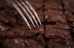 Home-baked dark chocolate brownies